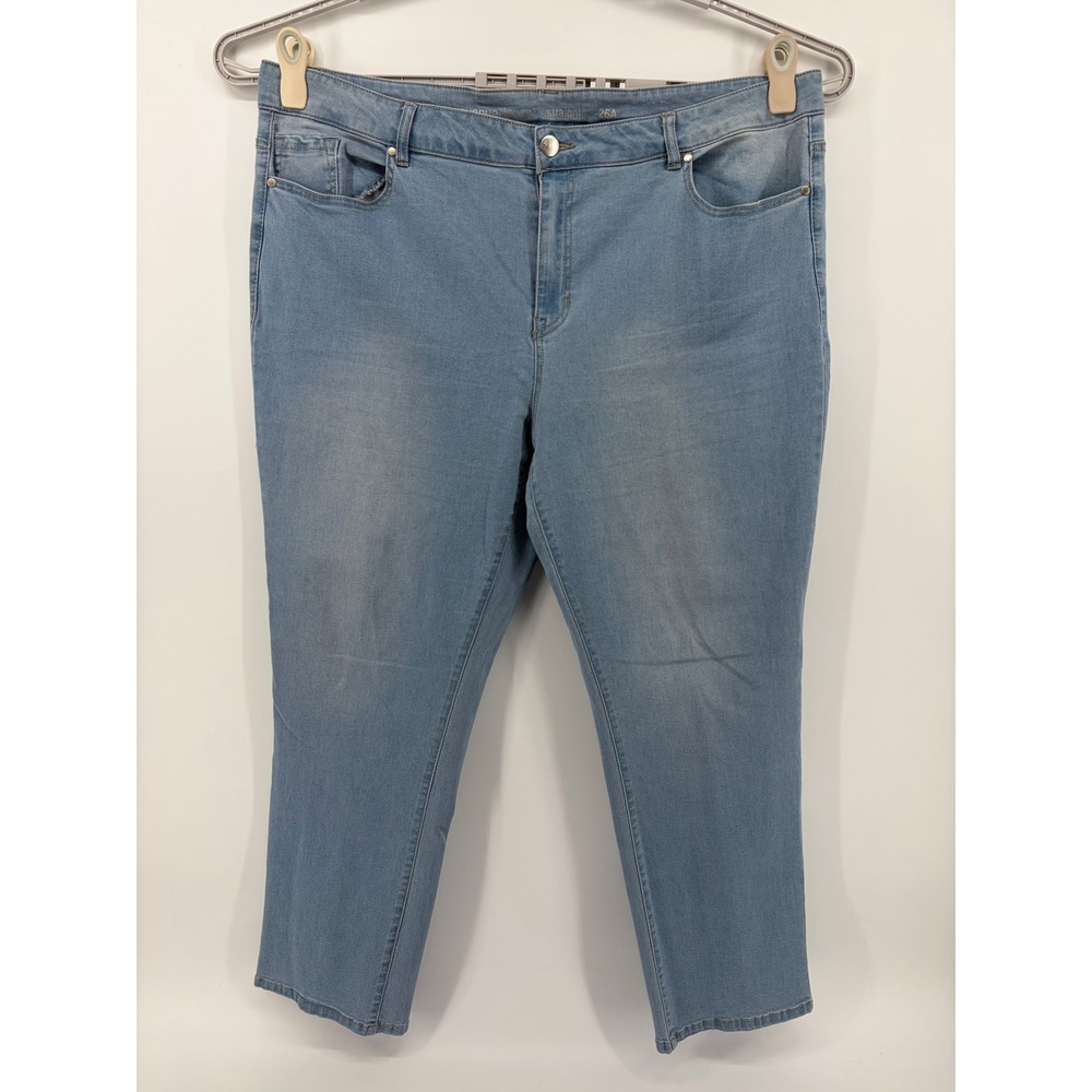 Avenue Denim Womens‎ 26 Light Blue Straight Leg Jeans Stretch Light Wash
